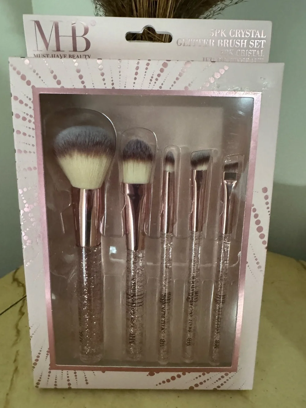MB Must.Have Beauty 5pc Crystal Glitter Makeup Brush Set - Pink Silver